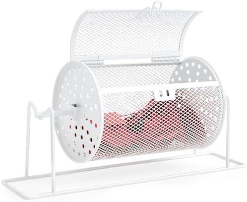 Teenyyou Small Raffle Drum Upgraded Ticket Spinner Holds 600 Tickets Raffle Wheel Spinner with Stand Drum Cage for Games Events (White)