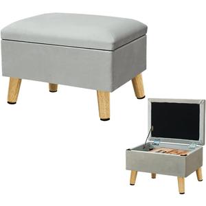 lumizone Small Ottoman with Storage Footstool Compact Foot Rest Stool for Living Room Under-Desk Entryway or Bedroom 10.63" Low-Height Storage Ottoman Cube Lightweight & Stylish (Gray) 