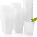 100 Pack Frosted Plastic Cups Clear Disposable Drinking Cups Bulk for Wedding Reception Stadium Birthday Party Supplies, 12 Oz