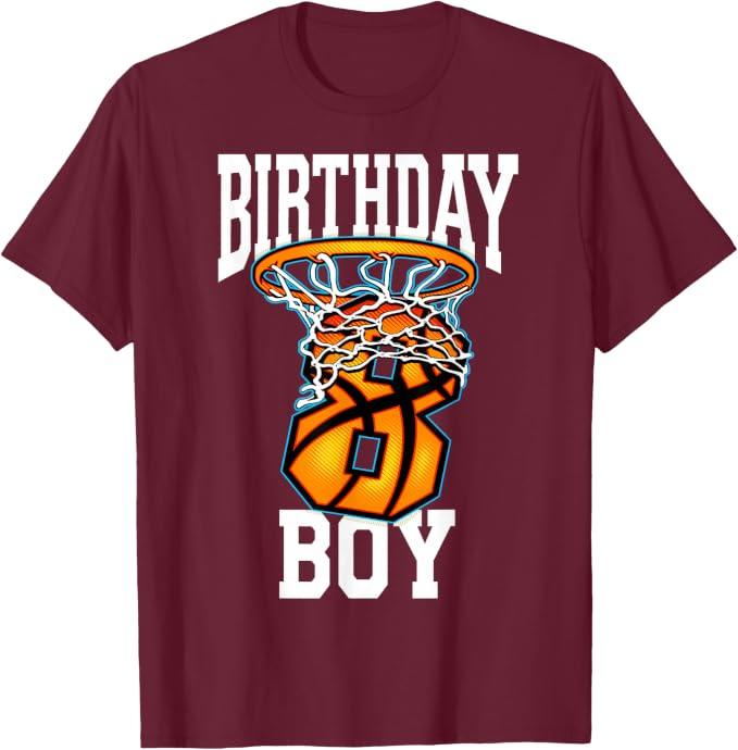 8th Birthday Basketball 8 Years Old Kids Gift T-Shirt M