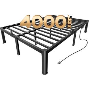 PRAISUN 4000LBS Full Bed Frame with Charging Station, 14 inch Bedframe