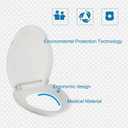 JINGZE Elongated Toilet Seat Slow Close, Quiet Toilet Seat Cover with Never Loosen Durable Toilet Seat Lid Easy to Install & Clean, Polypropylene (PP), White