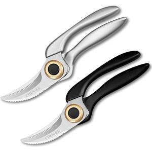 Multifunctional, Heavy-Duty, Large Kitchen Scissors with Non-Slip Handle and Auto Unlock Feature Ideal for Cutting Meat, Poultry, Roasts, Turkey, and Fish Essential Everyday Kitchen Tool.