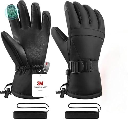 Pnosnesy Ski Gloves,Snow Gloves,Waterproof Cold Weather Winter Gloves for Parent Boys Girls- Cycling, Driving, Running XS