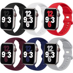 (6 Packs) Sport Bands Compatible with Apple Watch Band 38mm 40mm 41mm 42mm Silicone iWatch Band Ultra 3 2 1 SE Series 11 10 9 8 7 6 5 4 3 2 1 Women Men