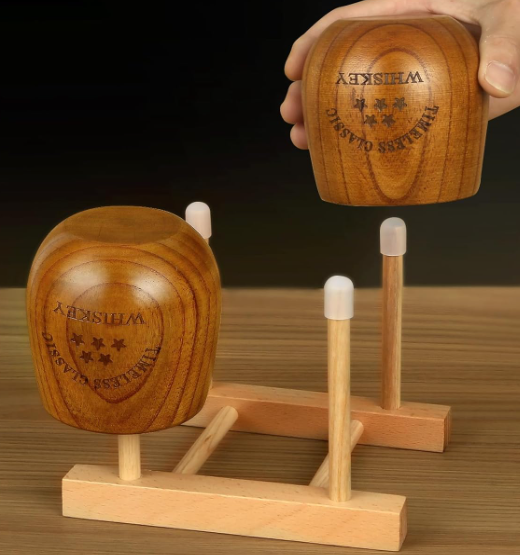 SALUNA Wooden Whiskey Glass Set  Charred Wooden Bourbon Drinking Glass, Whisky Glasses Bourbon Gifts for Men, Dad or Brother on Birthday Christmas Anniversary Retirement 10 OZ