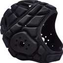 COOLOMG Soft Shell Flag Football Helmet 7v7 Rugby Helmet Scrum Cap Soccer Padded Headgear Adjustable Head Protector for Youth Kids Adults (Small, Black)