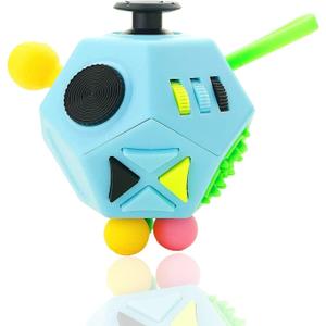 PAPOLGO Fidget Toys,ADHD Fidget Toys,Autism Fidget Toy,12 Side Cube Toys Stress Relief,Anti Anxiety,Focus,Boredom for Kids and Adults (Blue / B3)
