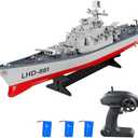 GoolRC Remote Control Warship RC Military Battleship, 1:390 Scale Remote Control Boat for Lakes and Rivers, 2.4GHz RC Armed Cruiser Boat Model with Low Battery Alarm and 3 Batteries for Adults