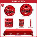 Tbsone Class of 2026 Graduation Plates and Napkins Set  Red and Black Disposable Tableware for 25 Guests, Includes Plates, Napkins, Cups, Forks and Tablecloth  Party Decorations Supplies (126 PCS)
