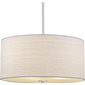Kira Home Pearl 18" Modern 3-Light Large Drum Pendant Chandelier, White Textured Shade + Glass Diffuser, Adjustable Height, LED Compatible, Brushed Nickel Finish