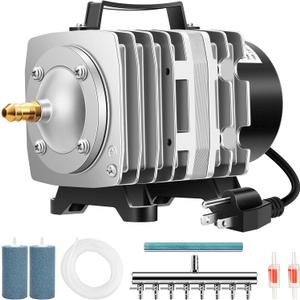 VIVOSUN Air Pump Kit, with 40 W 1110 GPH Commercial Air Pump, 8-Way Splitter, 2 Pcs Air Stones, 25 ft Air Tubing, 2 Pcs Check Valves, for Aquarium, Fish Tank & Hydroponics