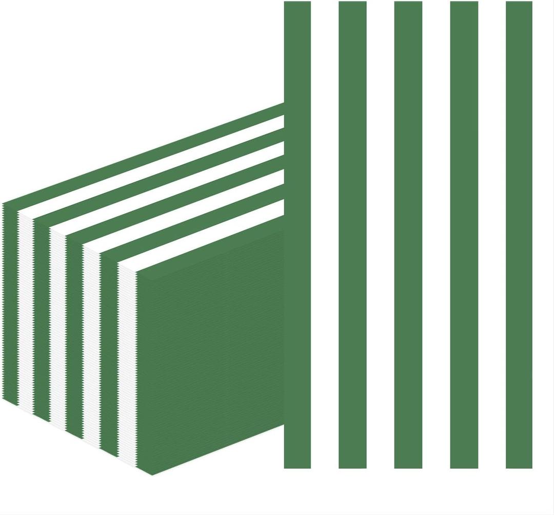 HEIPINIUYE 50 Pieces 3-ply Striped Paper Napkins Green and White Guest Towels Disposable Hand Towels for Bathroom Wedding Birthday Baby Shower Dinner Napkins Disposable