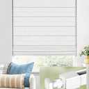 UNISHADES No Drill Cordless Roman Shades, Room Darkening, 28×48 in White | Cordless fabric shades with polyester material provide room darkening, easy installation without drilling