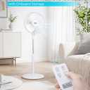 BLACK+DECKER 16" Stand Fan with Pedestal Base, Height Adjustable Pedestal Fan with Remote and Touch Control Panel, Free Standing Fan with 90-Degree Oscillating and 3-Speed Settings, White