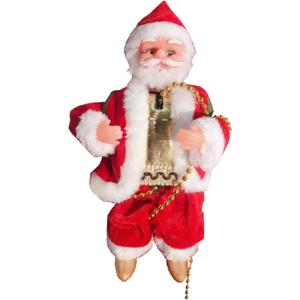 Climbing Santa Claus 9" Christmas Ornament Xmas Decoration Climbs Up and Down Battery Operated Toy with Light Music and Sound Animated Climbing on Beads Musical Moving Figure Xmas Christmas Ornament