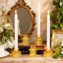 WELLIFE 6 Pcs Amber Glass Candle Holder, Taper Candle Holder, Amber Glass Candlestick Holder for Party, Wedding Decorations, Table Centerpieces and Thanksgiving