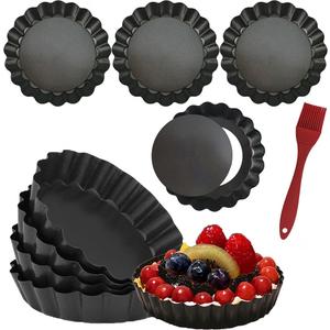 DATANYA 8 Pack Mini Tart Pans 4 Inch with Removable Bottom Round Nonstick Quiche Pan, Heavy Duty Fluted Side for Pies, Mousse Cakes, Dessert Baking (4 Inch 8pcs)