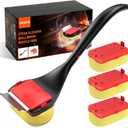 Bristle Free Grill Brush with Scraper, 4 Cleaning Head BBQ Grill Cleaning Brush, Dishwasher-Safe Grill Cleaner Tool for Gas, Charcoal, Ceramic
