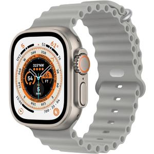 Ocean Band Compatible with Apple Watch Ultra 2 Band 49mm 45mm 44mm 42mm 46mm Women Men, Silicone Sport Band Adjustable Strap With Buckle for Apple Watch Ultra 3 1 iWatch Series 11 10 9 8 7 6 5 4 3 2 SE (Cloudy Gray)