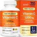Vitamin C 1000mg | Immune Support | Timed-Release Capsules | 1 Year Supply | Vitamin C Supplement with Acerola Cherry & Rose Hips | Daily Antioxidant & Wellness Support | Vegan, Non-GMO | 365 Ct, Exp: 02/2029