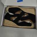 HARENCE Espadrilles Wedge Sandals for Women: Comfortable Closed Toe Ankle Strap Summer Dressy Platform Heels Shoes (8, Black)