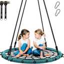 Trekassy 750lbs 40" Spider Web Saucer Tree Swing for Kids Adults, Outdoor Net Swing with Steel Frame and 2 Hanging Straps-Green (Patented)