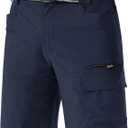 TACVASEN Men's Summer Outdoor Shorts Quick Dry Water Resistant Cargo Casual Golf Work Hiking Shorts (NO Belt) (Blue, L)