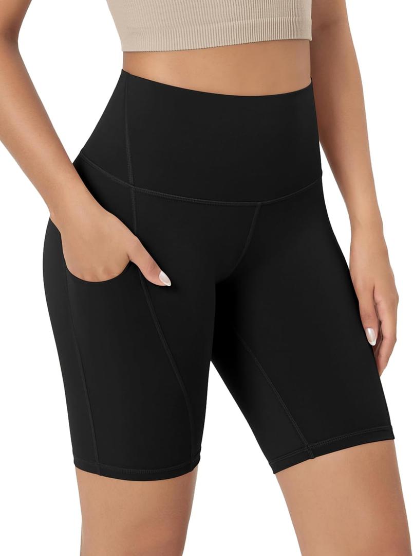 ODODOS High Waist Workout Shorts with Pockets for Women 8" Inseam Tummy Control Gym Athletic Biker Shorts, Black, X-Large ODODOS High Waist Workout Shorts with Pockets for Women 8" Inseam Tummy Control Gym Athletic Biker Shorts, Black, X-Large