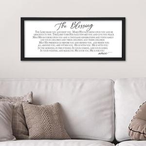 flowtorely The Blessing Wall Art Decor 24"10" May The Lord Bless You And Keep You Sign Scripture Bible Verse Large Christian Wood Framed Wall Hanging (Black)