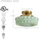 FCTWAKS Schoolhouse Ceiling Light Fixture, 13.8" Green Milk Glass Semi Flush Mount Mid Century Vintage Ceiling Light for Bedroom Hallway Kitchen, E26 Base Bulb Included