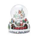 Taman Christmas Snow Globe, Xmas Village with Moving Train Musical Swirling Glitter Snowflakes Lighted Christmas Decorations Tabletop Home Décor