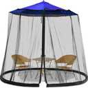 Patio Mosquito Netting - Mosquito net for Patio Garden and Outdoor Umbrellas with Adjustable Elastic Cord and Zipper Umbrella net