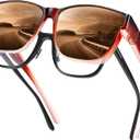 URUMQI Polarized Sunglasses Fit Over Glasses for Men Women, Oversized Square Shades UV400 Protection (11 Wine Red Gradient Frame/Brown Lens)