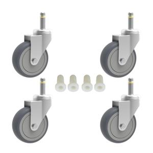 RILIDRI 2-Inch Swivel Stem Caster, 7/16-Inch Stem Diameter Rubber Wheel, Thermoplastic Rubber TPR Replacement Wheels for Weber Grill Shop Vac - 4 Pack