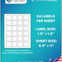 Premium Label Supply White Sticker Square Labels  1.5" x 1.5"  Laser/Inkjet Compatible  (24 per Sheet), 25 Sheets  600 Total Adhesive Labels