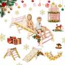 Pikler Triangle Set, 7-in-1 Foldable Climbing Toys Indoor, Wooden Playground Jungle Gym with Arch & Ramp & Ladder, Montessoris Kids' Indoor Climbers Activity Center for Boy Girl Gift