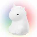 GLOBE Electric 13265 Unicorn Multicolor Changing LED Integrated Rechargeable Silicone Night Light, Table Lamp, Tap Light, White, Room Decor, Nightstand, Bedside Lamps