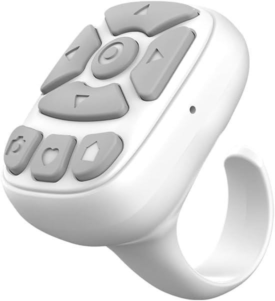 TikTok Scrolling Ring, Remote Control for Tiktok,Wireless Bluetooth Remote Control Ring for iPhone/Android, Camera for Phone, Hands-Free Scrolling (White)