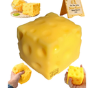 Jumbo Cheese Squishy Big Giant Large Cube Block Slow Rising Squeeze Toy squeezable Stress Relief Rebounding Sensory Fidget for Kids Adults Yellow Soft Rebound Novelty Gift Cute Party Favors (2.4in)
