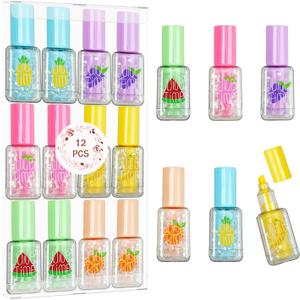 Eki Shoal 12 Pieces Polish Cute Highlighters - 6 Colors in Mini Highlighters for Kid, Student, Party, Glitter Highlighter Great for Writing, Drawing, and Coloring