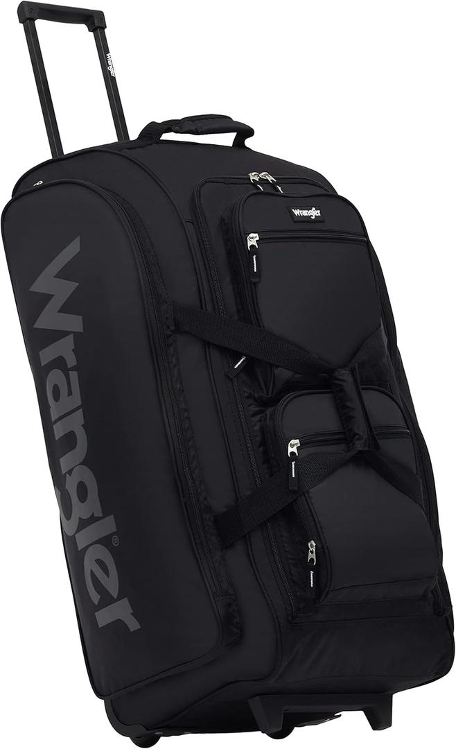 Wrangler Wesley Rolling Duffel Bag, Black, Large 30-Inch