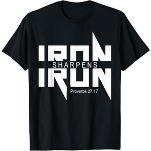 iron sharpens iron bible Jesus faith religious Christian T-Shirt, XL iron sharpens iron bible Jesus faith religious Christian T-Shirt, XL