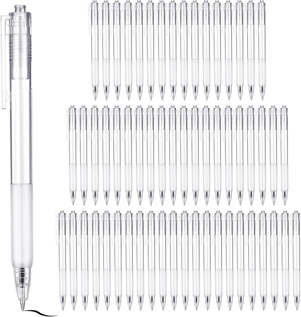 Ctosree 100 Pcs White Barrel Gel Pens 0.7mm Retractable Black Ink Pens Fine Point Tip Ball Point Aesthetic Pens Bulk Click Office Pens for Smooth Writing Drawing Sketching Journaling Supplies