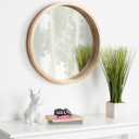 Kate and Laurel Hutton Round Decorative Modern Wood Frame Wall Mirror, 22 Inch Diameter, Natural Finish