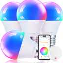 Consciot Smart Light Bulbs with Remote Control, LED Light Bulb That Compatible with Alexa & Google Home A19 E26 2.4Ghz WiFi Light Bulbs 60 watt Equivalent 800lm Dimmable 4 Pack