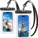 2 PackCoolpow Waterproof Phone PouchEasy Lock & Heavy DutyIPX8 Water Proof Cell Phone Dry Bag for Beach Vacation Waterproof Phone Case With Lanyard Protector for iPhone 17 Samsung All 4-7" Phone