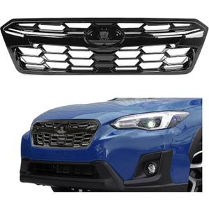 HECASA Front Upper Grille Assy Compatible with 2018-2020 Subaru Crosstrek SU1200174 91123FL170 91123FL121 Radiator Bumper Grill ABS plastic Black Glossy Painted