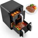 12QT Dual Basket Air Fryer, Vertical Double Stack XL 2-Basket, Feeds Up to 10 People, 8-in-1 Presets with Digital Touchscreen to Free DIY, Compact Design, Easy to Clean, Black