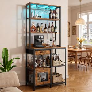 LIFECHOVY 67.7" Tall Bar Cabinet with Power Outlets